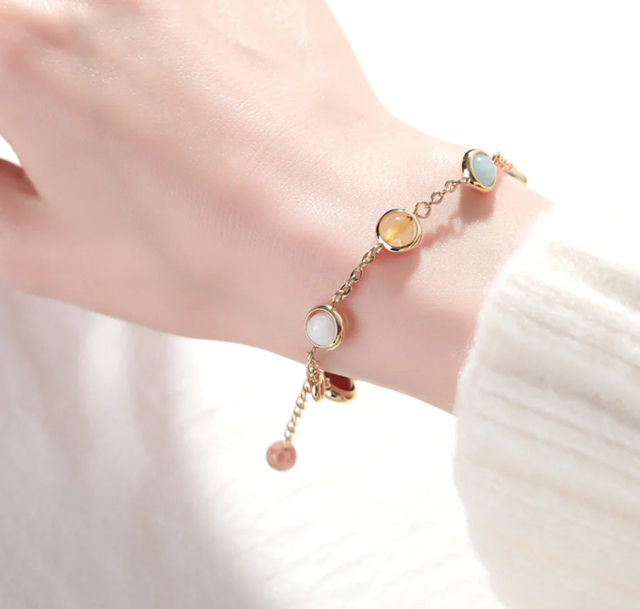 Crystal Bracelet with Colorful Rainbow Beads