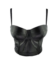 Fashionable Black PU Leather Tank Top for Women