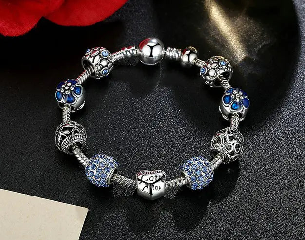 Trendy Beaded Bracelets with Pink Rhinestones (Wholesale)