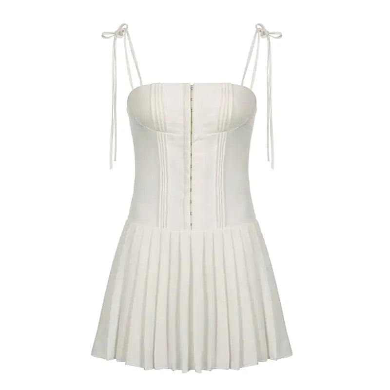 Cotton Blend Dacron Pleated Camisole Dress