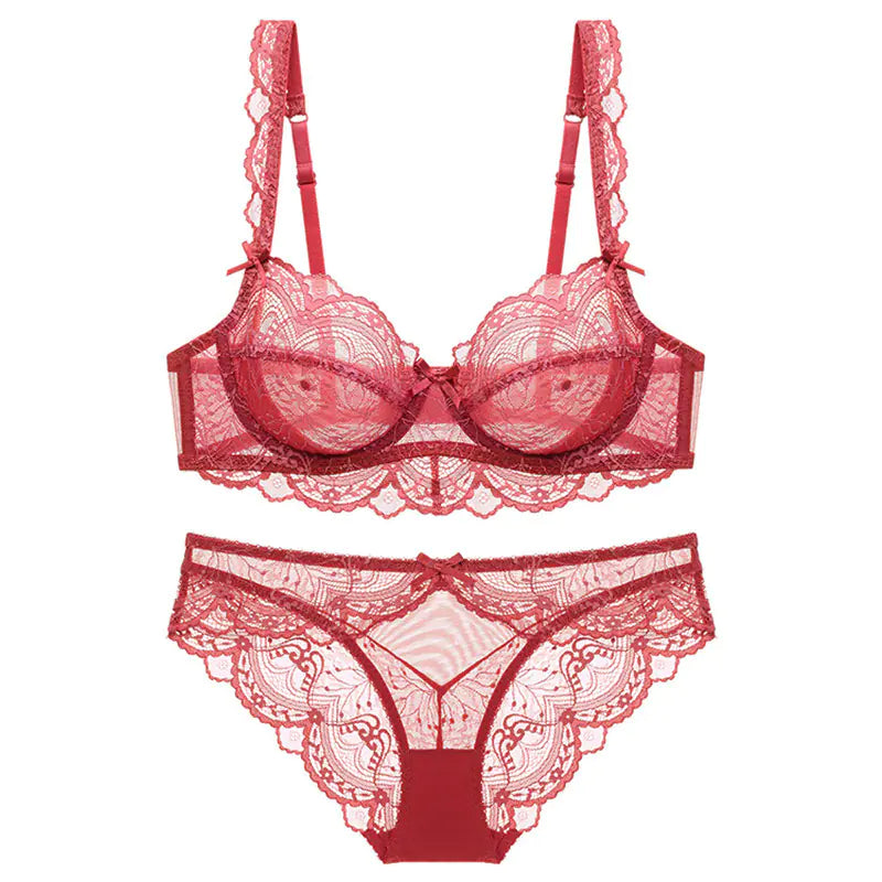 Women's Plus Size Lace Bra Set with Underwire