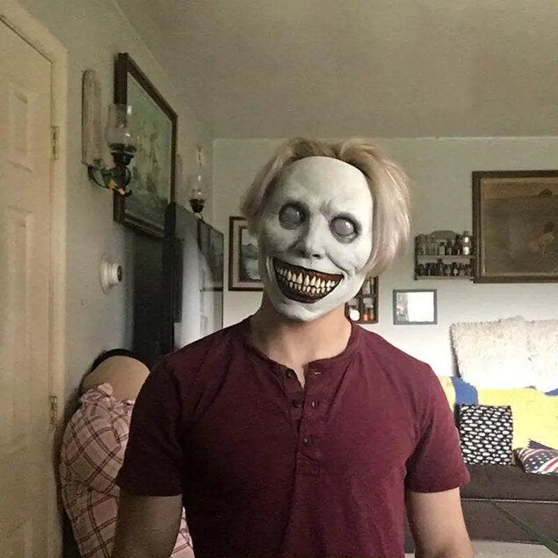 Day of the Dead Latex Demon Mask with White Eyes
