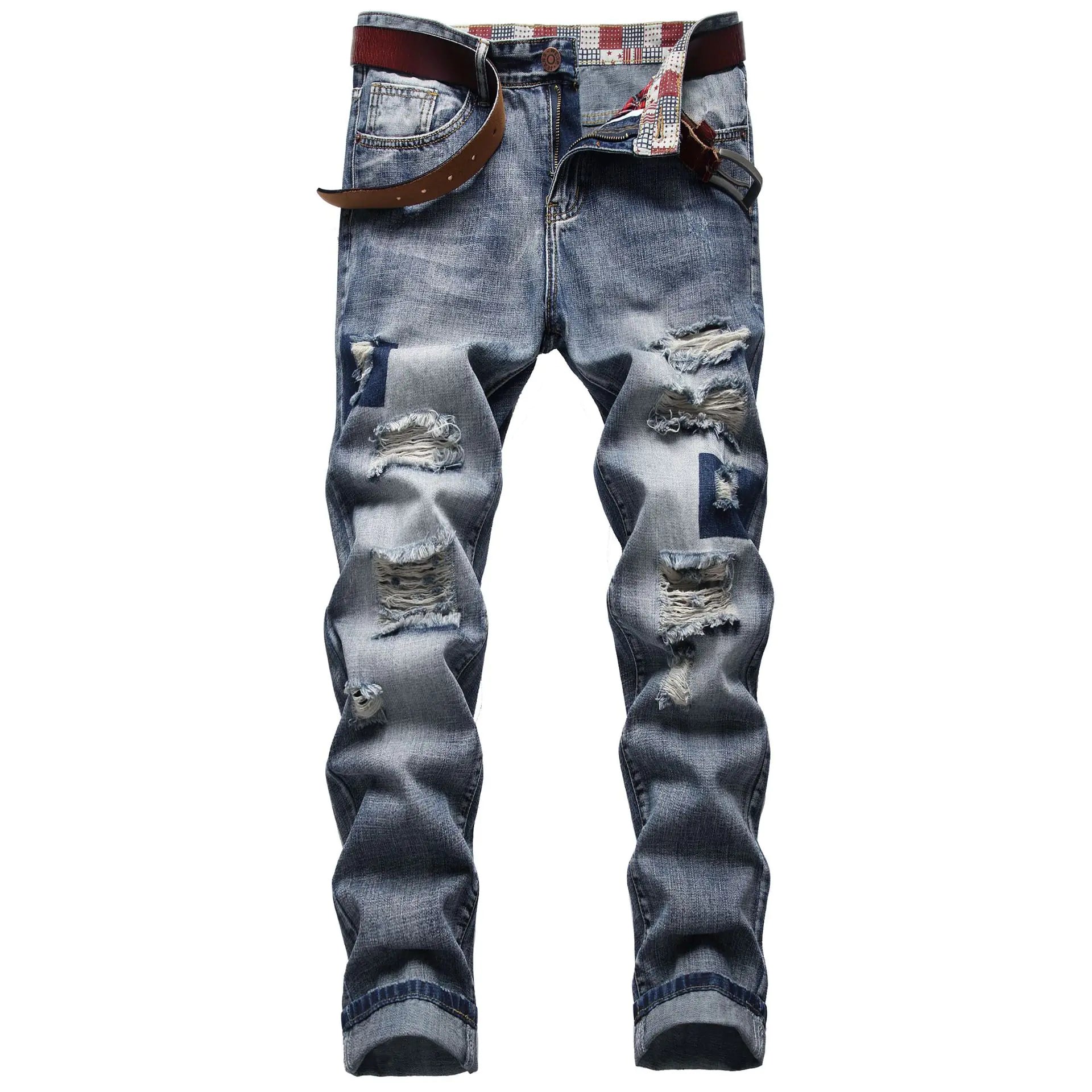Ripped Men's Retro Slim Fit High Street Jeans