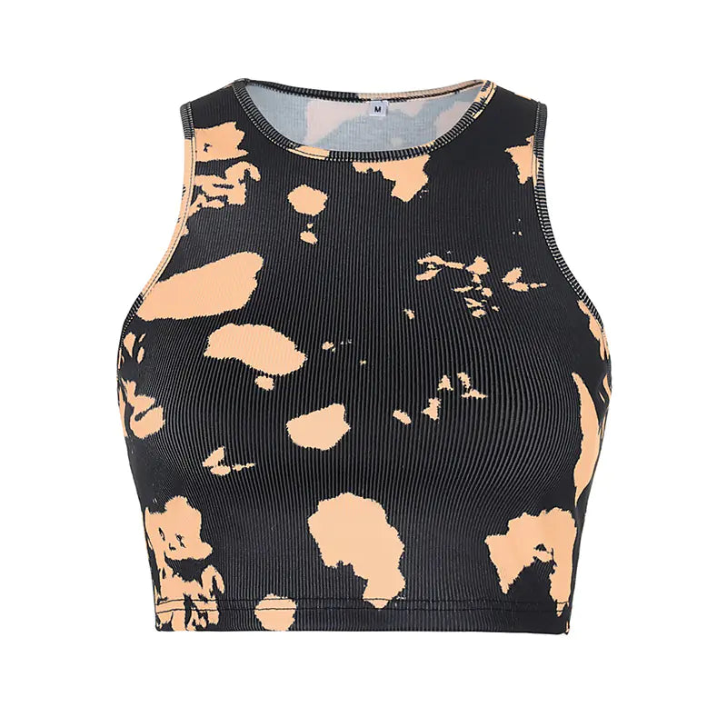 Tie-Dye Print High-Stretch Crop Top