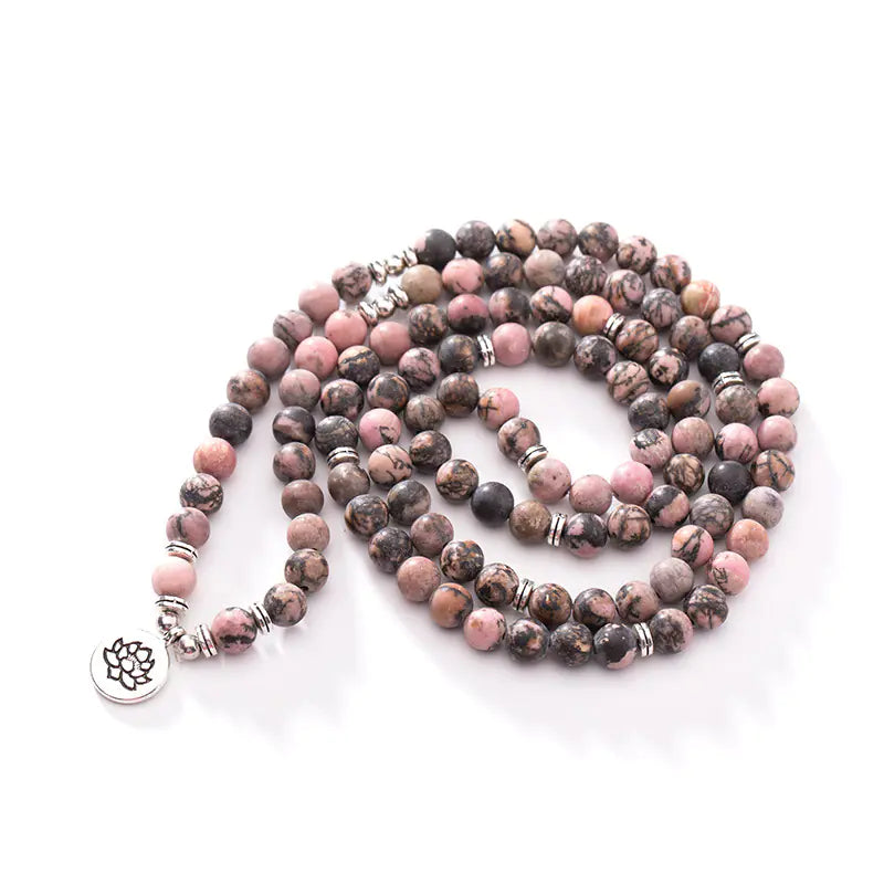Natural 108 Black Line Red Pattern Bracelet