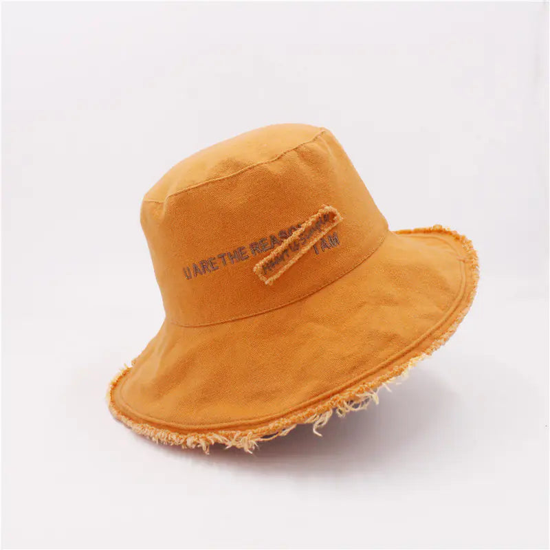 Vintage Style Solid Color Wide Brim Bucket Hat for Women
