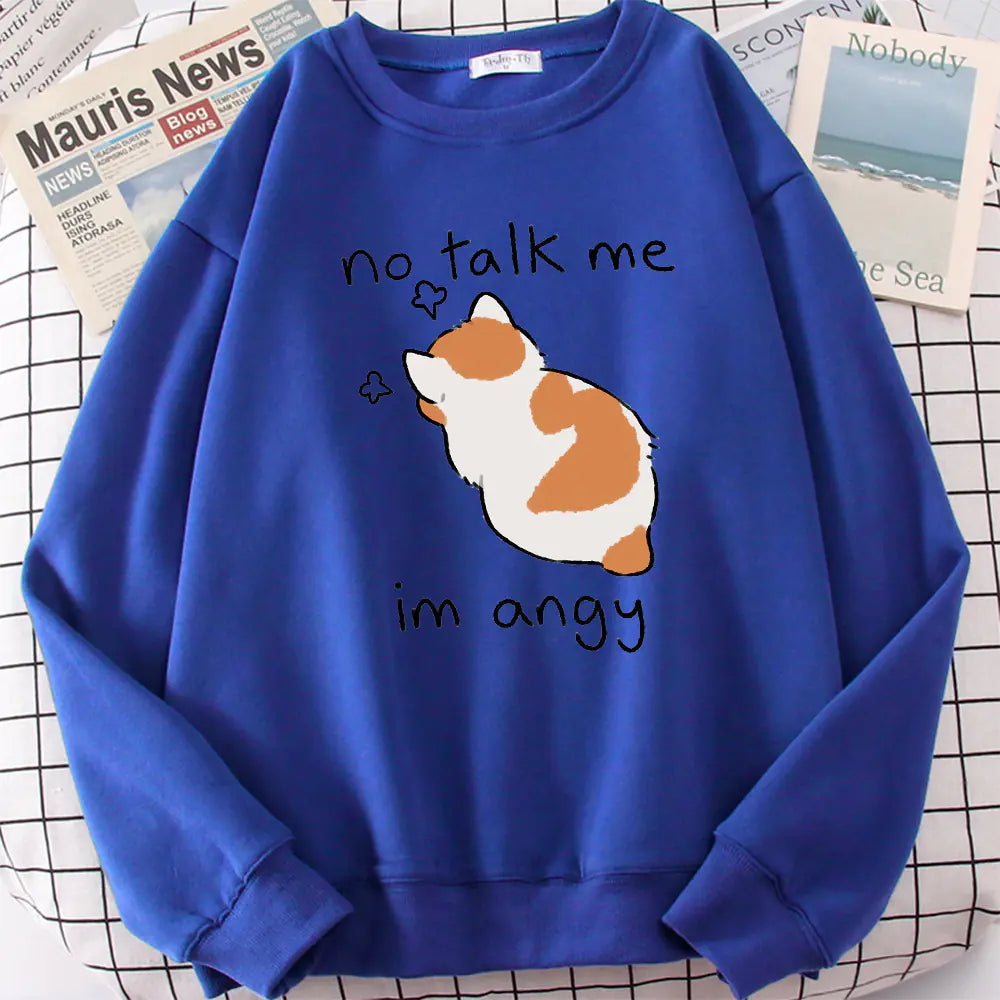 Chic Casual Cat Print Crew Neck Sweatshirt