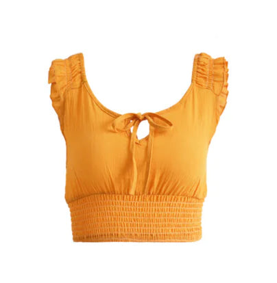 Ruffled Top with Butterfly Sleeves and Strapless Design