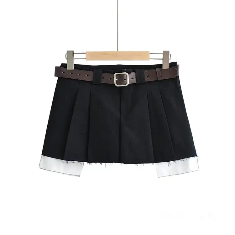 Low-Waisted Pleated Skirt Two-Piece Workwear Set