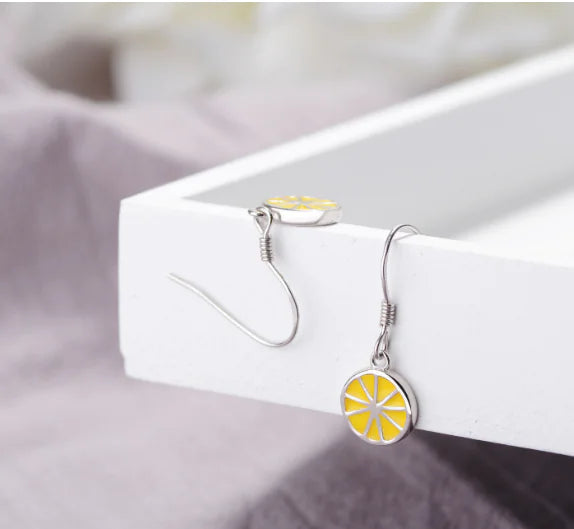 925 Silver Lemon Earrings Minimalist Charm