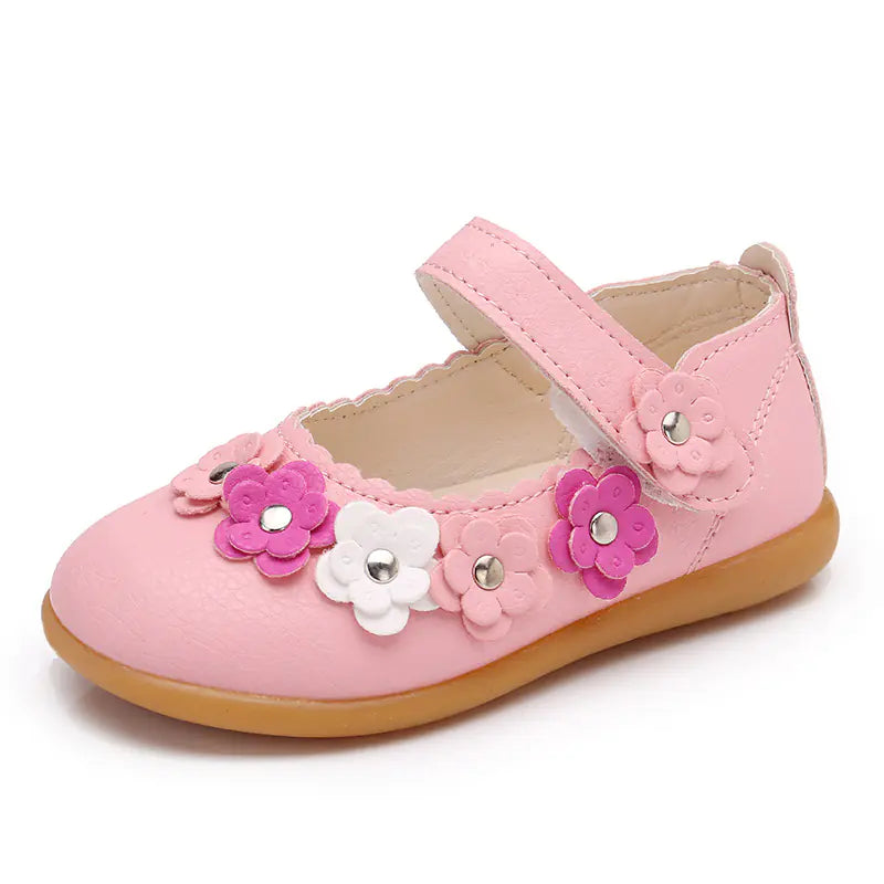 Girls' Princess Leather Shoes with Non-Slip Soft Sole