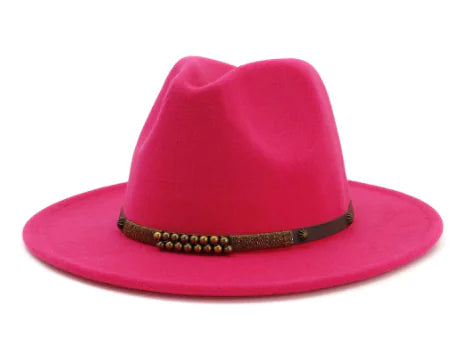 Women's Classic Wool Felt Jazz Hat with Wide Brim