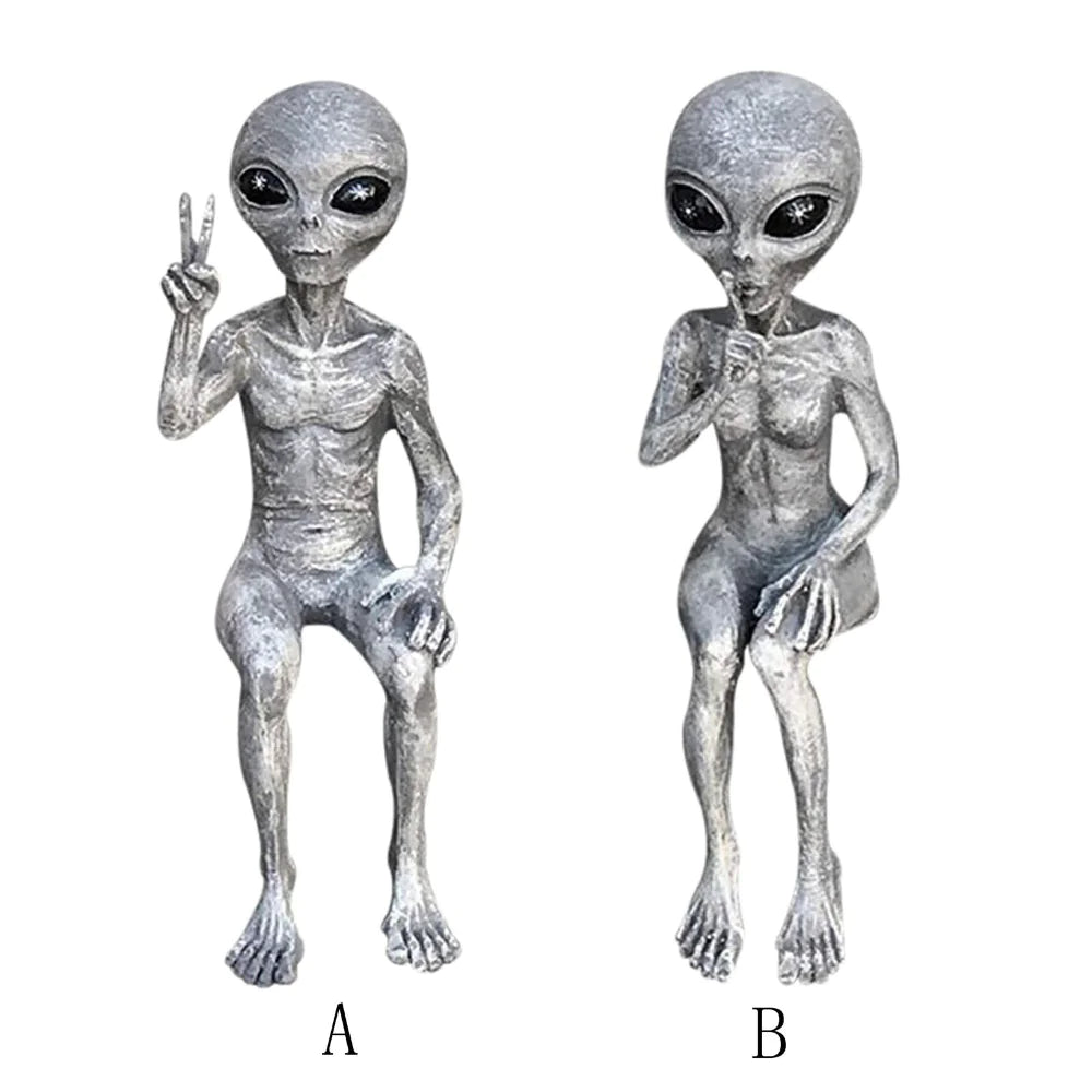 Alien Statue Garden Figurine Set for Indoor/Outdoor Decor