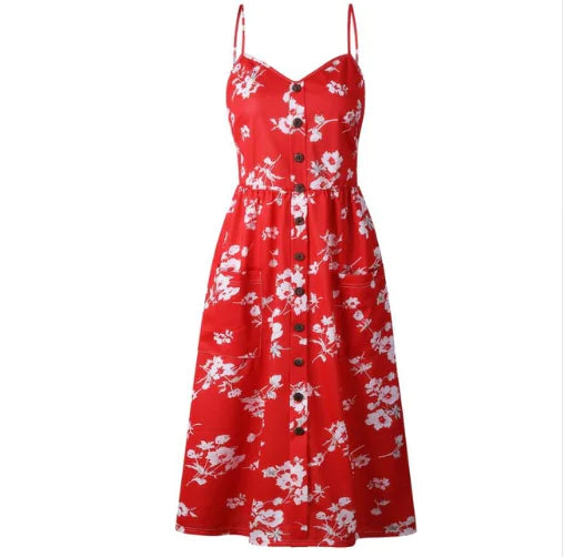 Sunflower Pineapple Print Backless Dress for Women