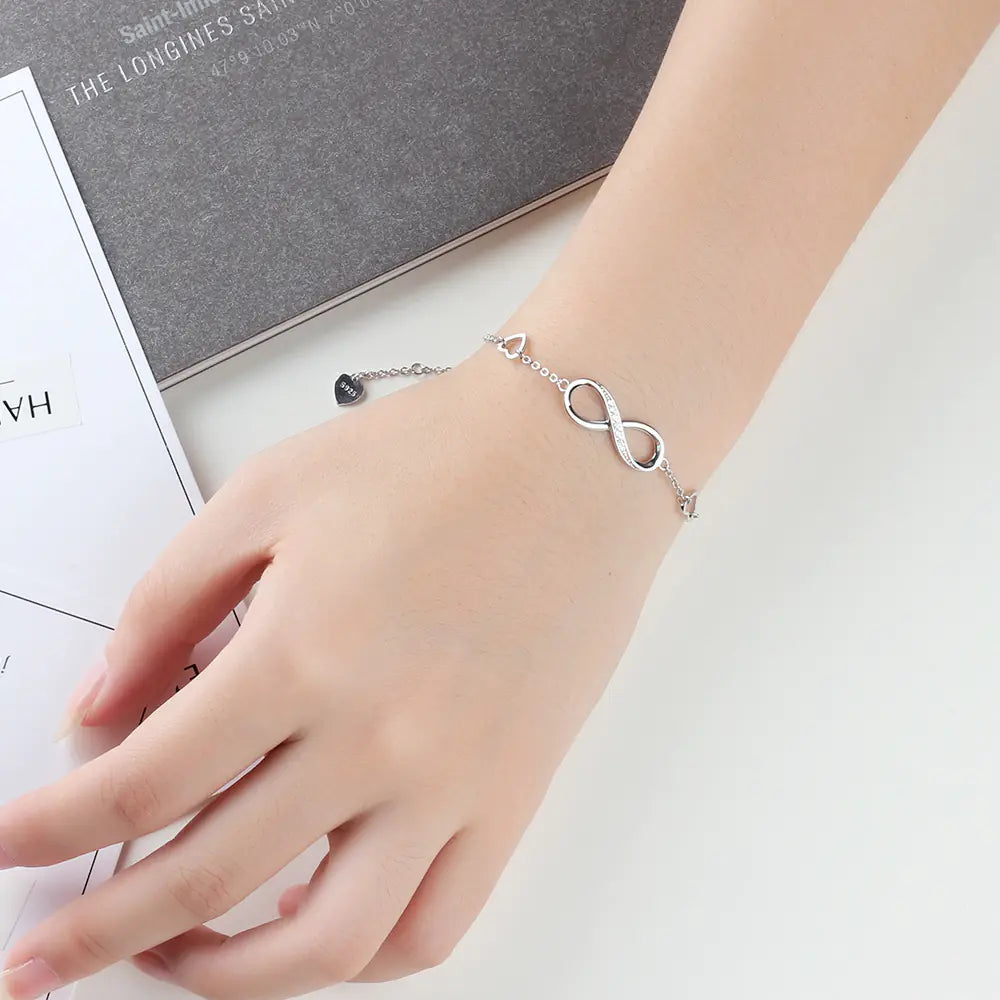 S925 Silver Bracelet with Eight-Character Design