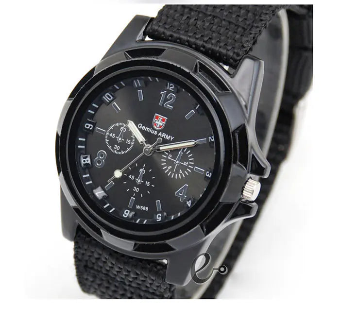 Woven Canvas Strap Nylon Quartz Military Watch