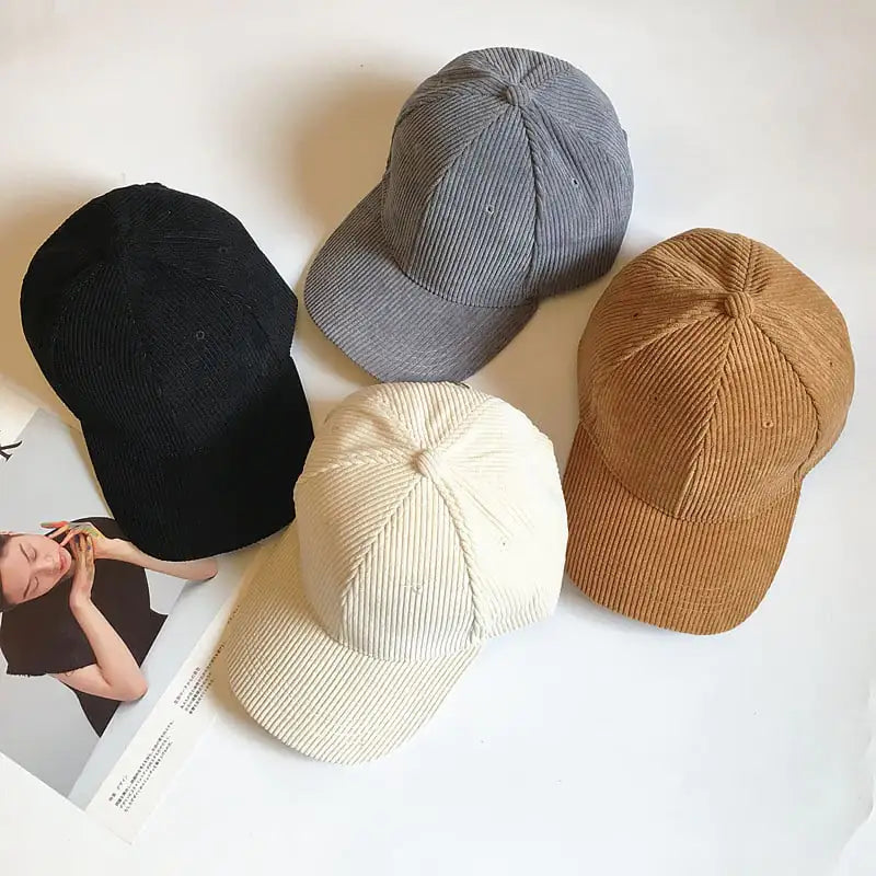Unisex Corduroy Striped Duck Tongue Hat