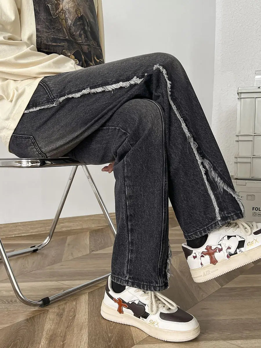 Trendy High-End Loose Straight Leg Men's Jeans