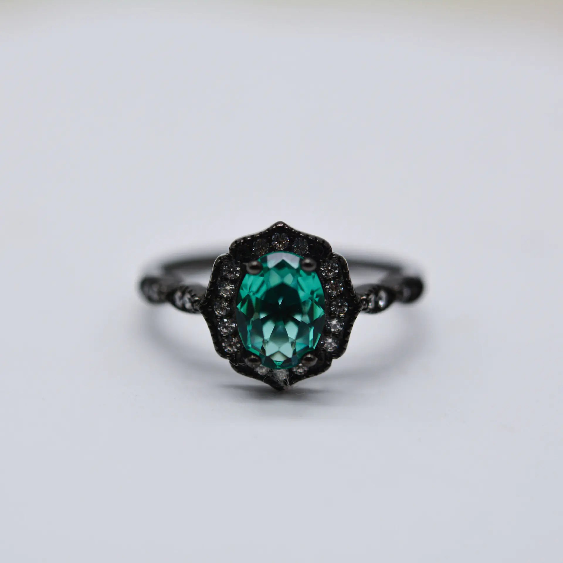S925 Sterling Silver Black Gold Palaiba Glass Ring