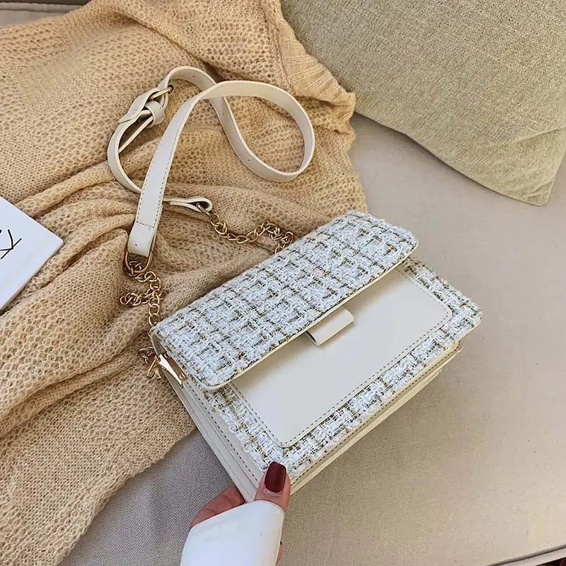 Chic Autumn Plaid Chain Crossbody Bag