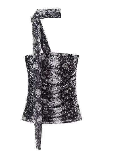Trendy Snake Print Strapless Top for Women