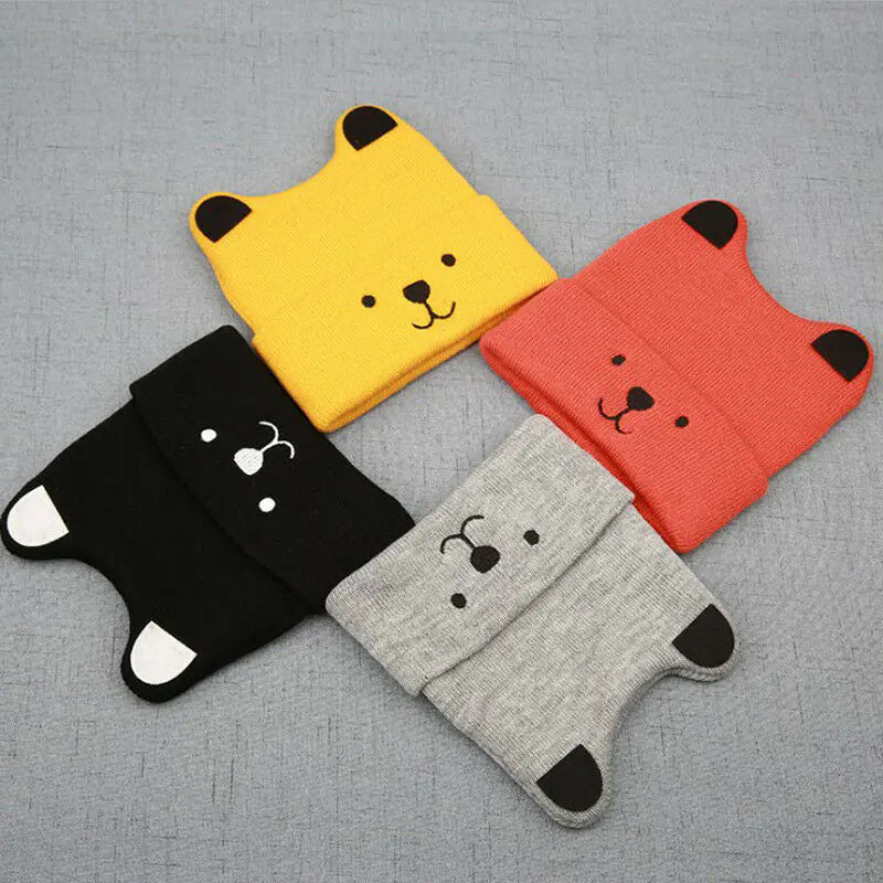 Knitted Bear Ear Beanie Hat for Kids