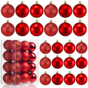 24 Count Small Red Christmas Ornaments Balls Mini Red Ornaments for Mini Christmas Tree Small Shatterproof Christmas Tree Ornaments Balls Xmas Party Decorations 1.2 Inch