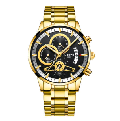 Men's Solid Steel Band Watch with Luminous Quartz Dial