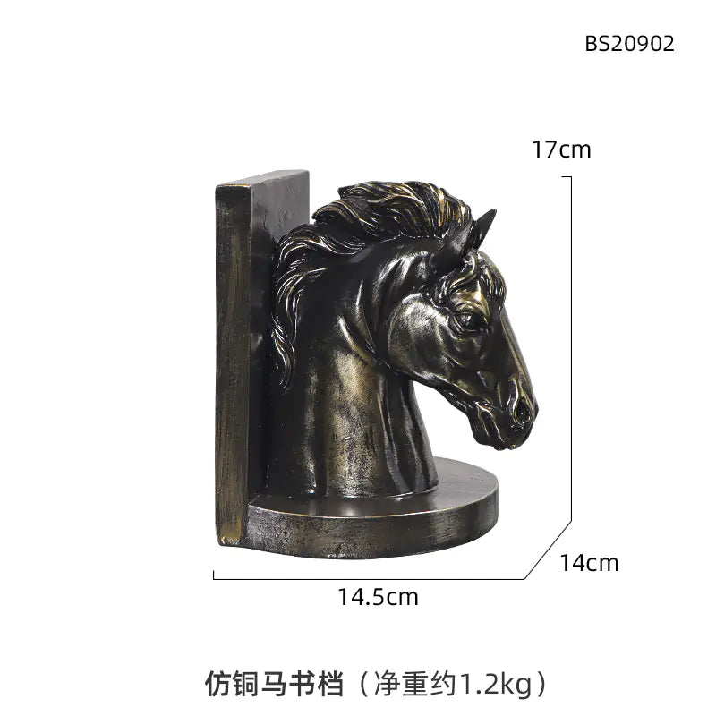 American Animal Bookends - Resin Craft Horse Decor