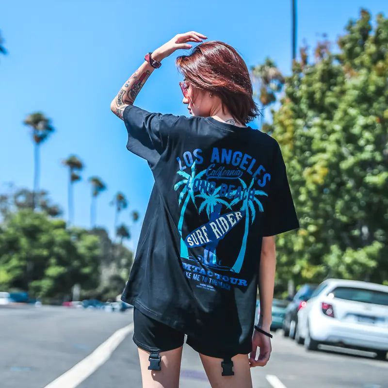 Coconut Tree Print Short Sleeve Cartoon T-Shirt