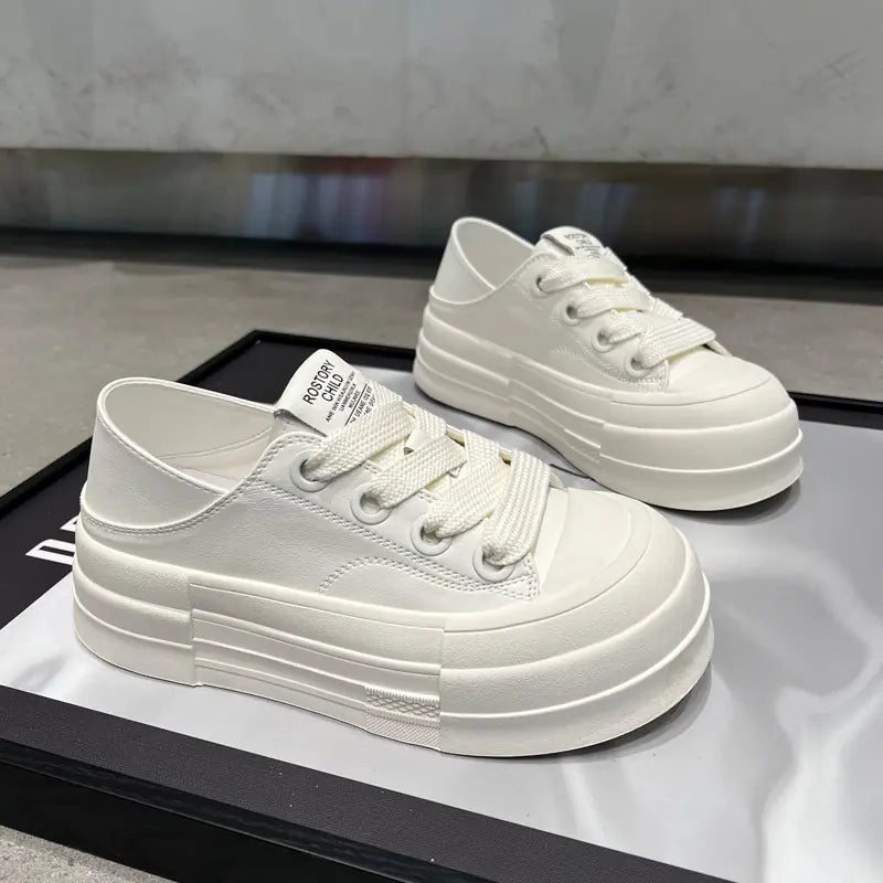Microfiber Cross Strap Platform Sneakers