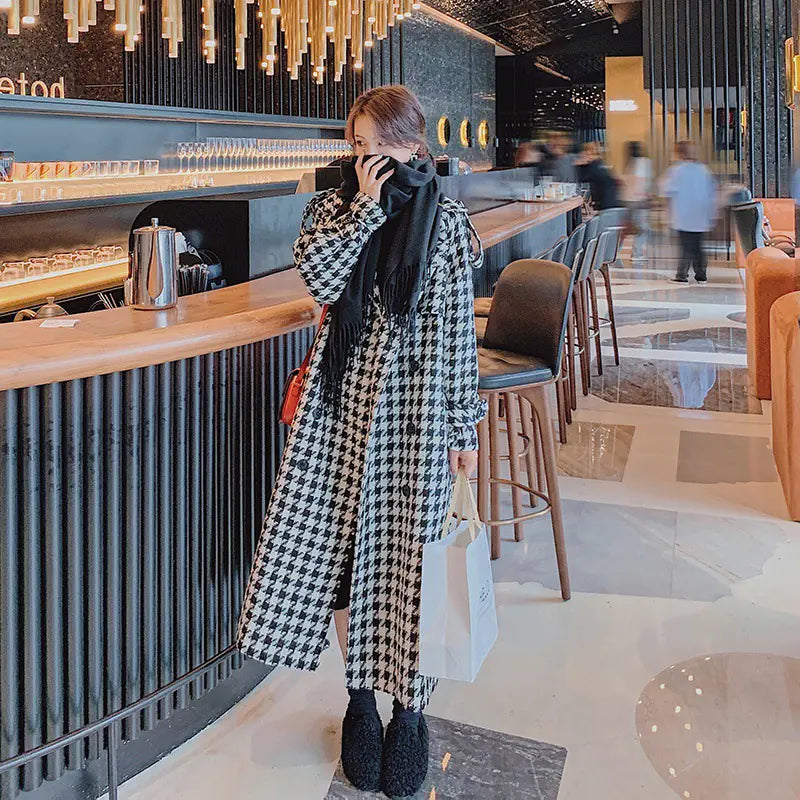 Women's Mid-length Quilted Wool Coat