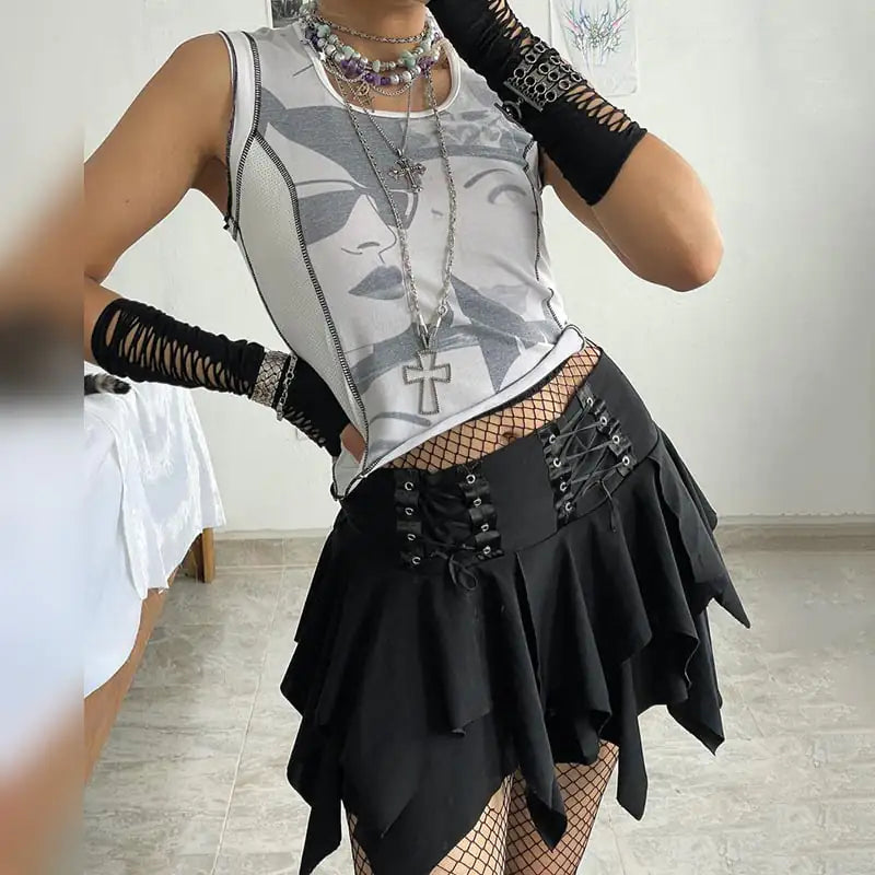 Irregular Niche Street Style Waistband Short Skirt
