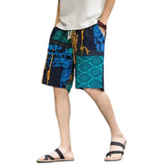 Men's Plus Size Cotton Linen Beach Shorts in Chinese Style