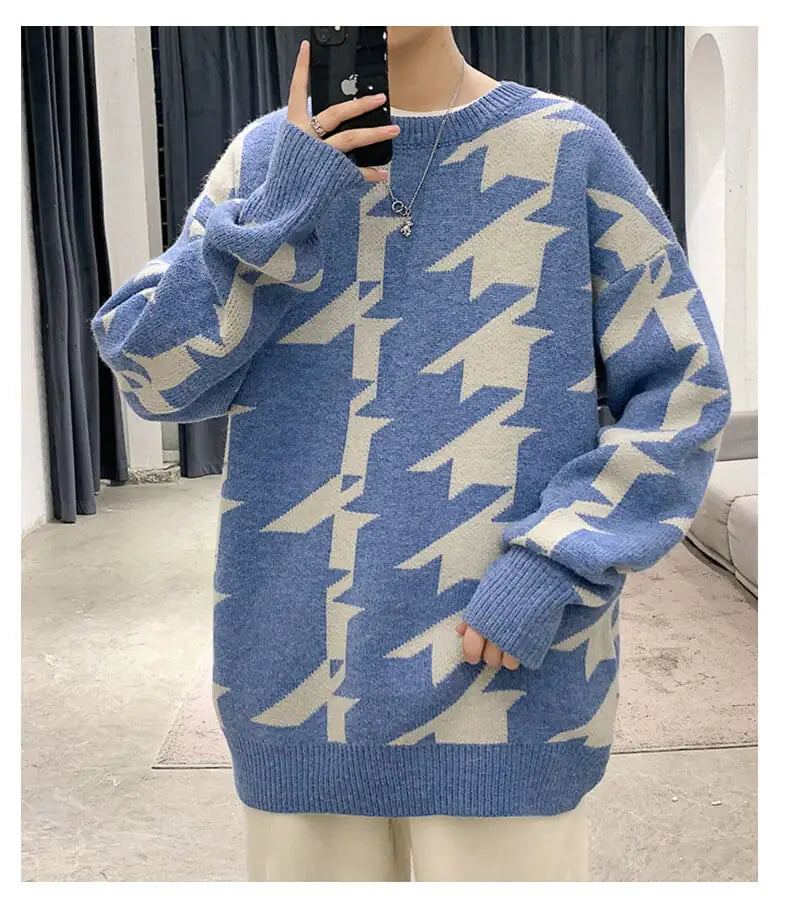 Casual Round Neck Pullover Sweater for Men