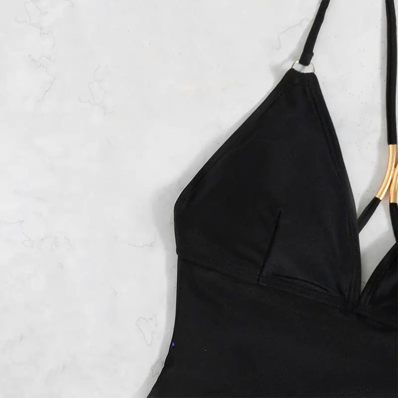 V-Neck Slimming One-Piece Swimsuit