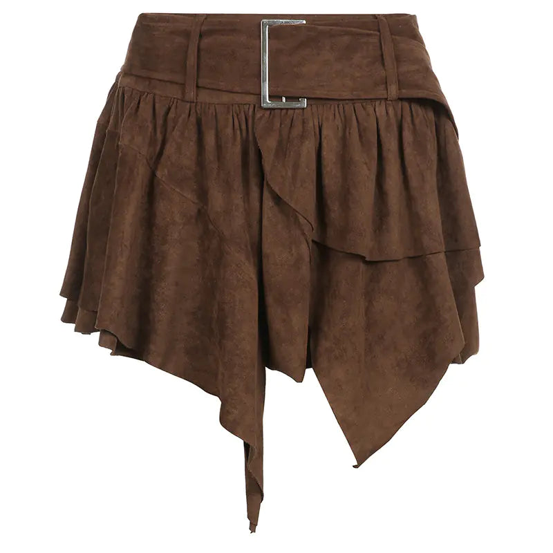 Irregular Hem Slimming A-Line Skirt