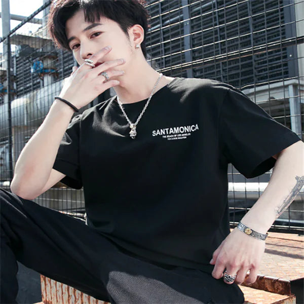 Graphic Letter Print Short Sleeve Hip-Hop T-Shirt