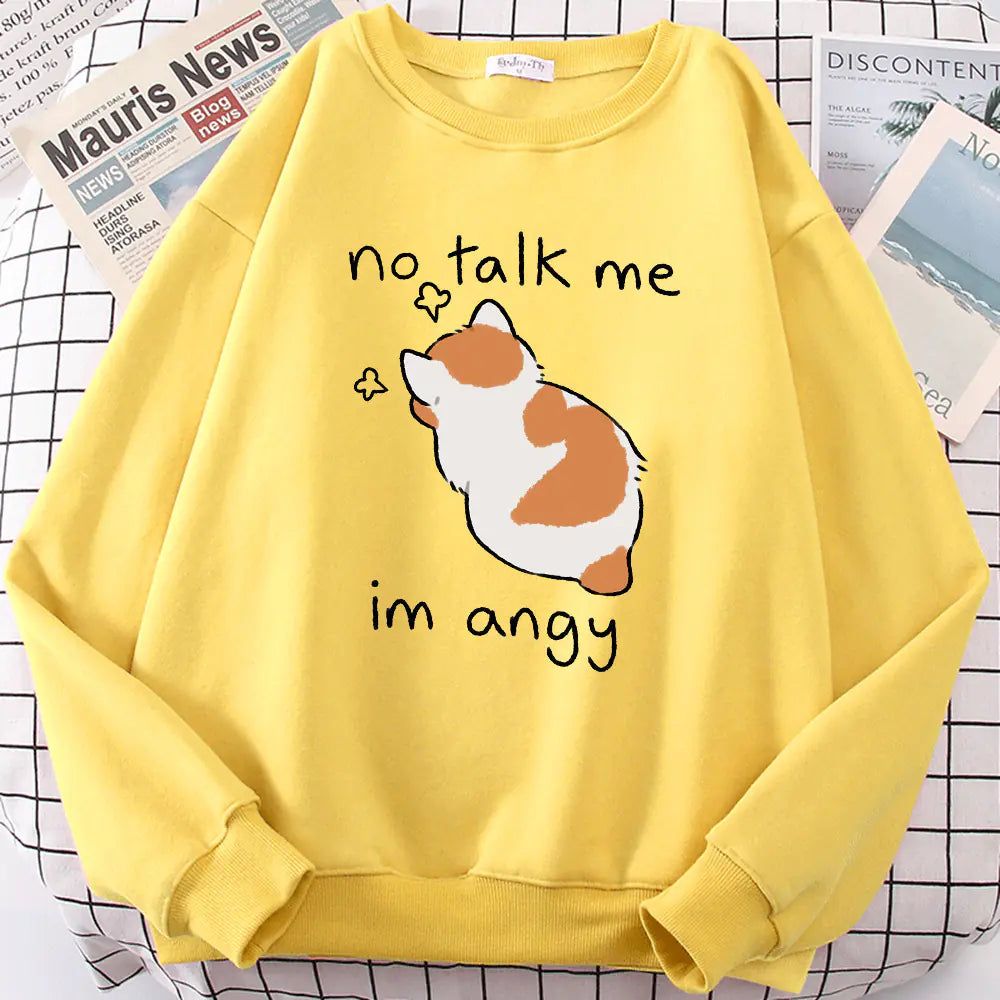 Chic Casual Cat Print Crew Neck Sweatshirt
