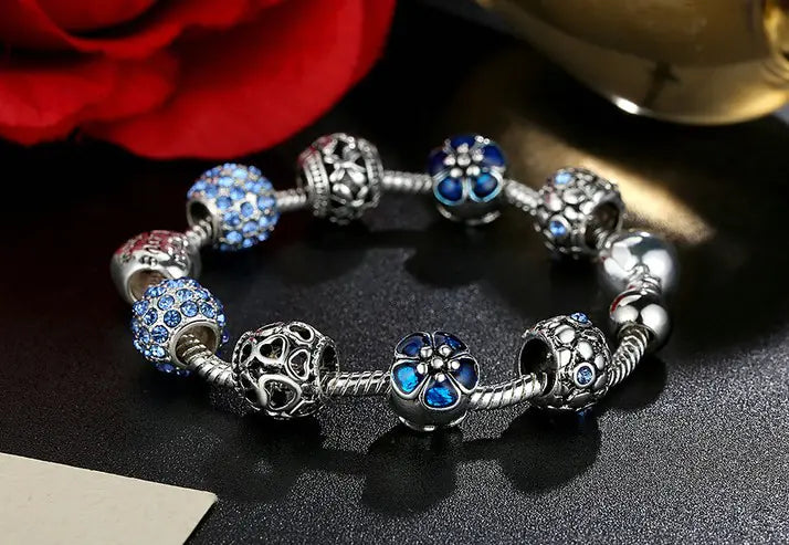 Trendy Beaded Bracelets with Pink Rhinestones (Wholesale)
