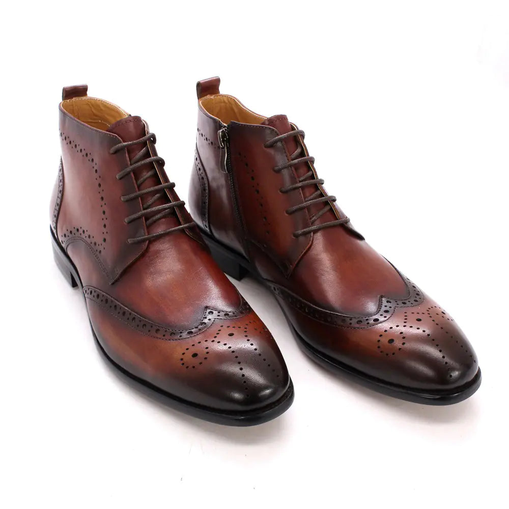 Men's Side Zipper Leather Boots
