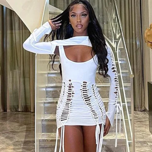 V-Neck Cutout Lace-Up Women's Dress (2020 Hot Style)