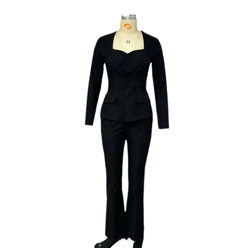 2023 Fall Women's Slim-Fit Solid Color Suit Set