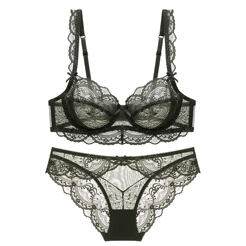 Women's Plus Size Lace Bra Set with Underwire