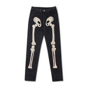 Hip Hop Skull Bone Patch High Street Jeans