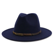 Women's Classic Wool Felt Jazz Hat with Wide Brim