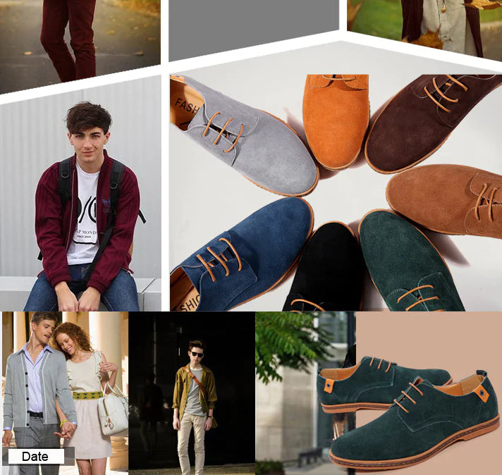 Casual Lace-Up Suede Leather Shoes for Men