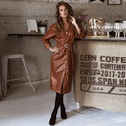 Summer 2020 Women's Casual V-Neck PU Leather Dress