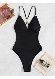 V-Neck Slimming One-Piece Swimsuit