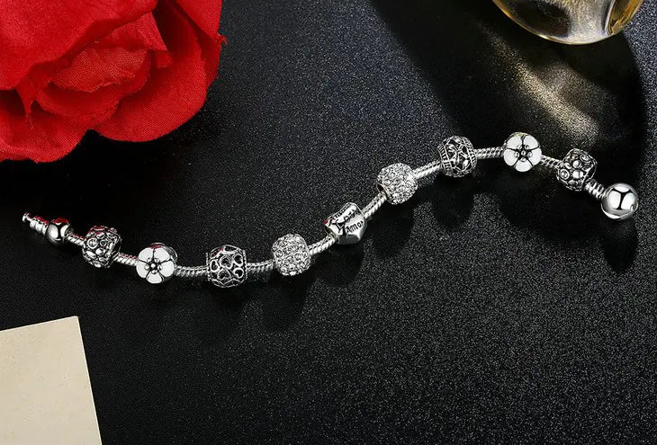 Trendy Beaded Bracelets with Pink Rhinestones (Wholesale)